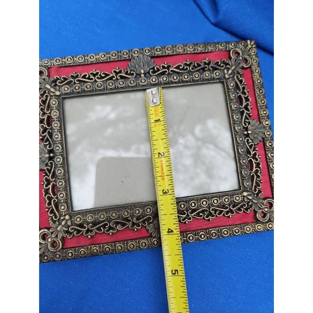 Victorian Brass Red‎ Photo Picture Frame Ornate Tabletop Weston Gallery 5x3.5